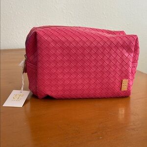 Pink Woven Cosmetic Case